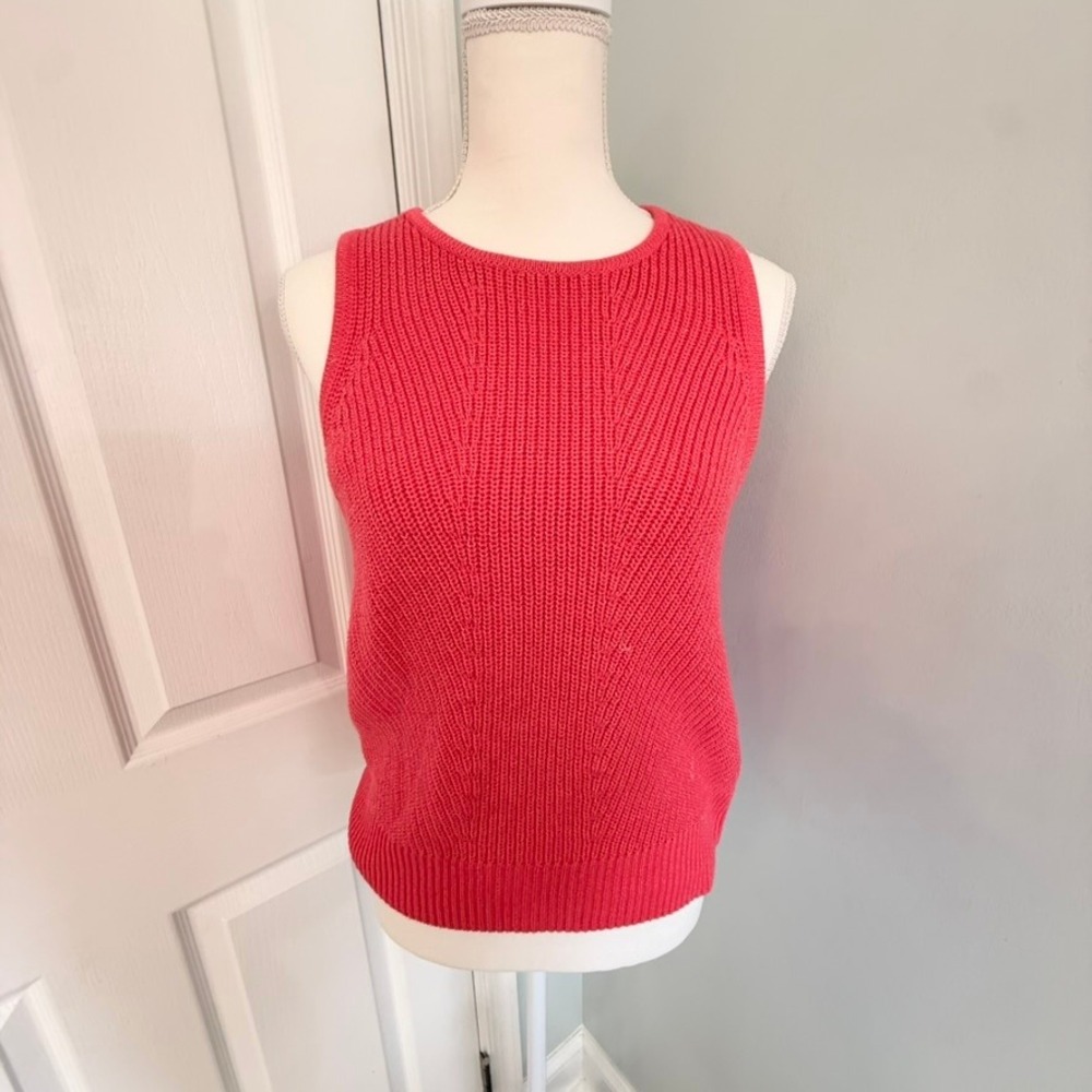 Ann Taylor Women's Coral Knit Sweater Tank Sweater Vest Sz M Sleeveless Classic